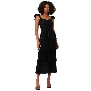 SAYLOR Womens Quintana Black Cocktail Dress Mini Tiered Ruffled Straps Size M